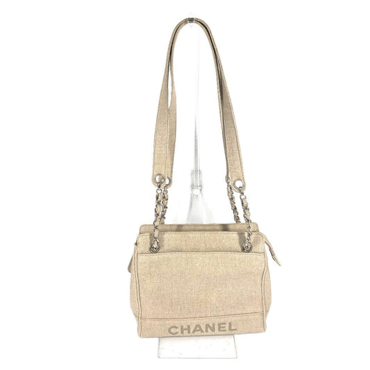 CHANEL Shoulder Bag canvas beige CC COCO Mark