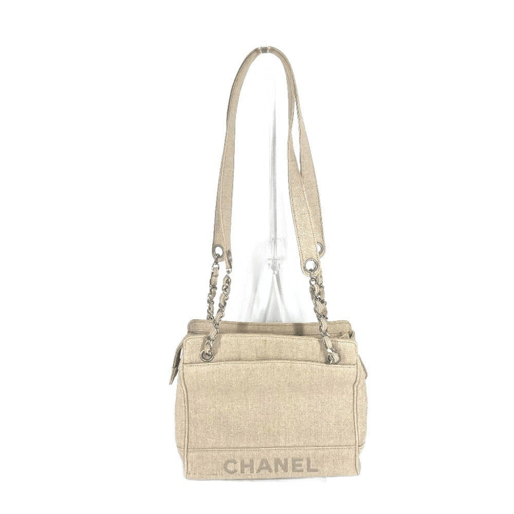 CHANEL Shoulder Bag canvas beige CC COCO Mark