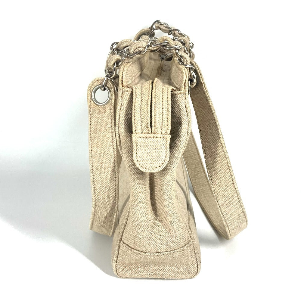 CHANEL Shoulder Bag canvas beige CC COCO Mark