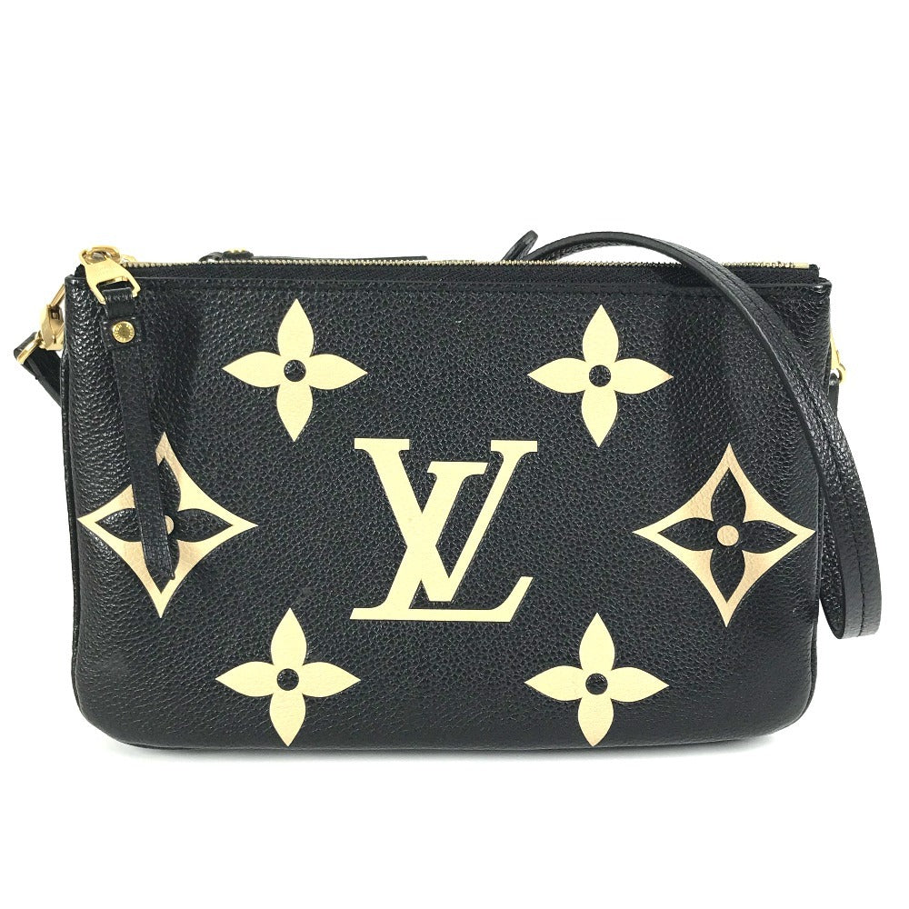 LOUIS VUITTON Shoulder Bag Monogram Ann Platt Leather black Bicolor Monogram Empreinte Pochette double zip