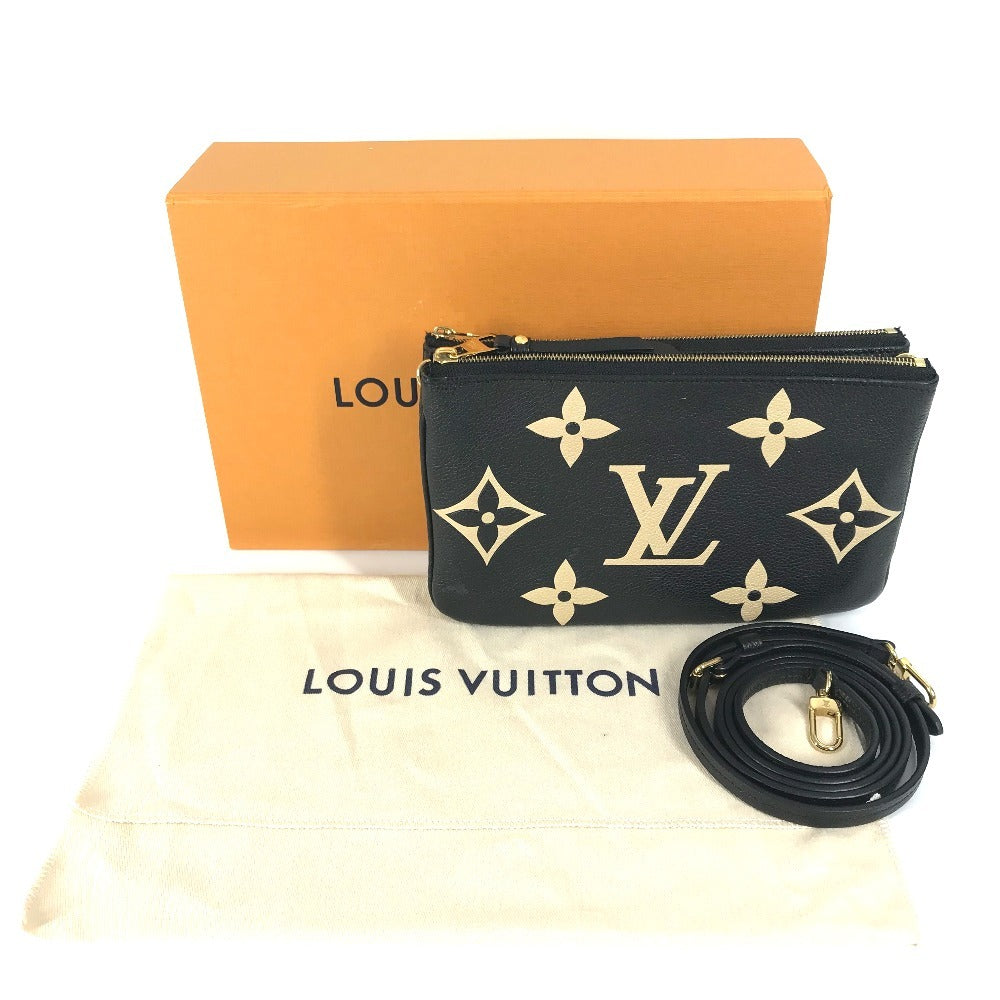LOUIS VUITTON Shoulder Bag Monogram Ann Platt Leather black Bicolor Monogram Empreinte Pochette double zip
