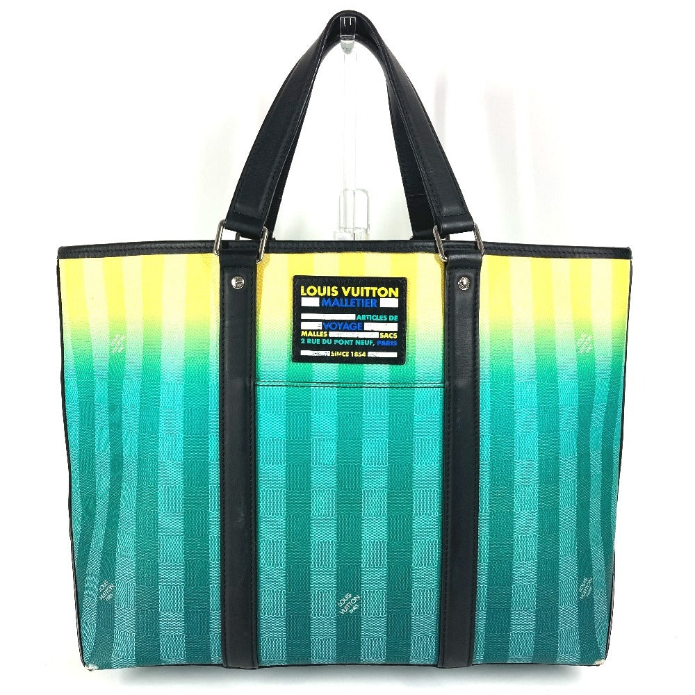 LOUIS VUITTON Tote Bag Leather / canvas green damier stripe Weekend Tote PM