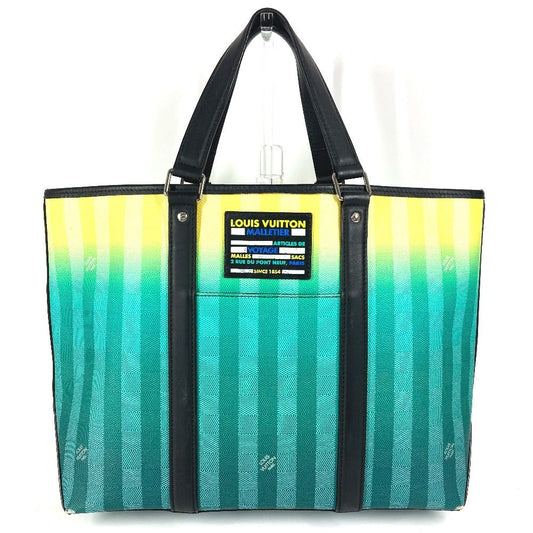 LOUIS VUITTON Tote Bag Leather / canvas green damier stripe Weekend Tote PM
