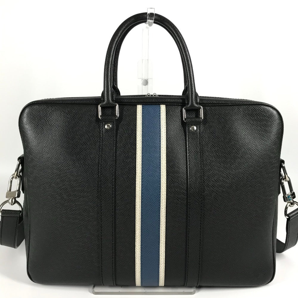 LOUIS VUITTON Business bag Taiga Leather black Taiga Porto Documan Vowayaju PDV