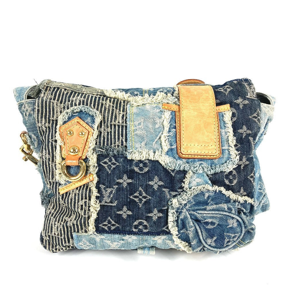LOUIS VUITTON Shoulder Bag Monogram denim canvas blue Monogram denim Patchwork Posty
