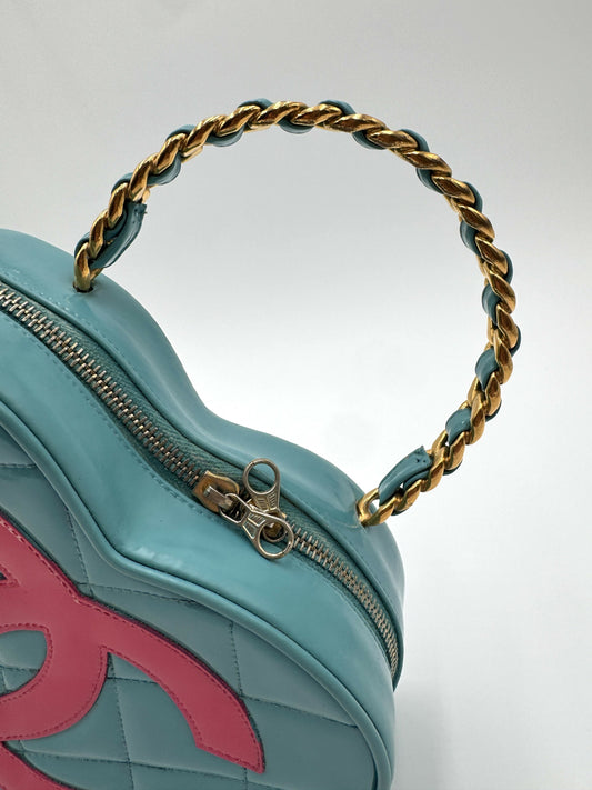 Chanel 1995 Barbie Blue & Pink Heart Vanity Bag