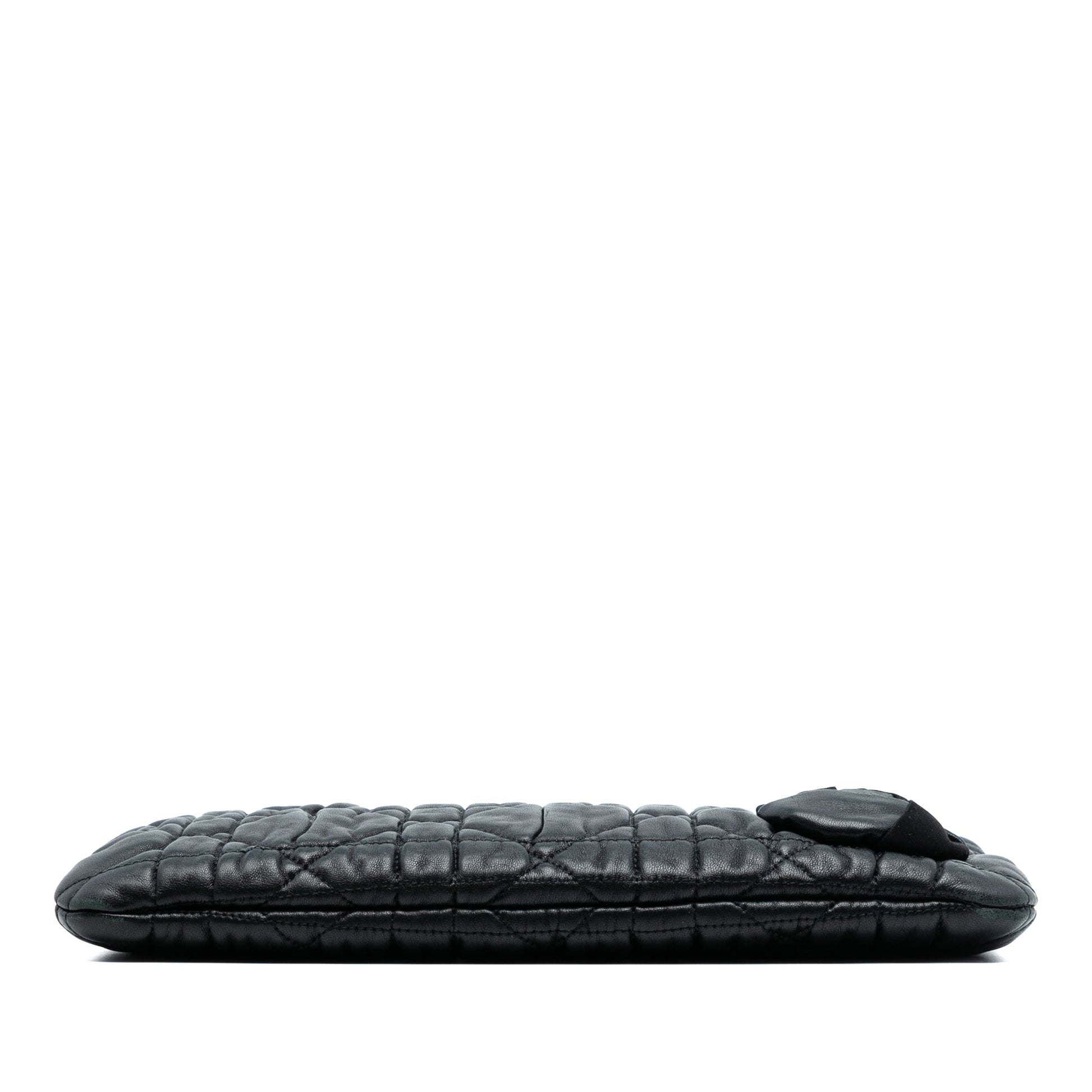 Black Dior Calfskin Cannage Rose Clutch