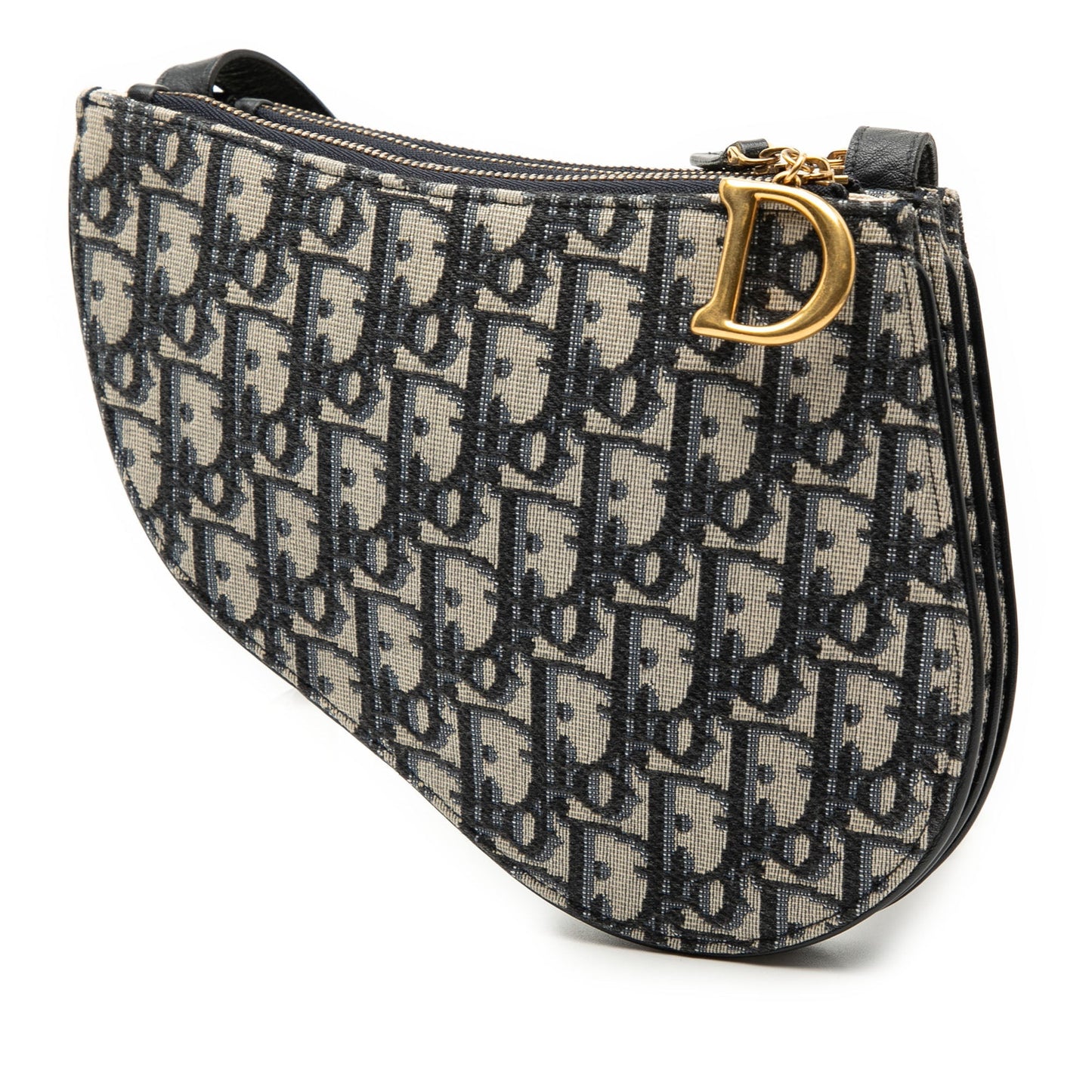 Blue Dior Oblique Canvas Saddle Triple Zip Crossbody