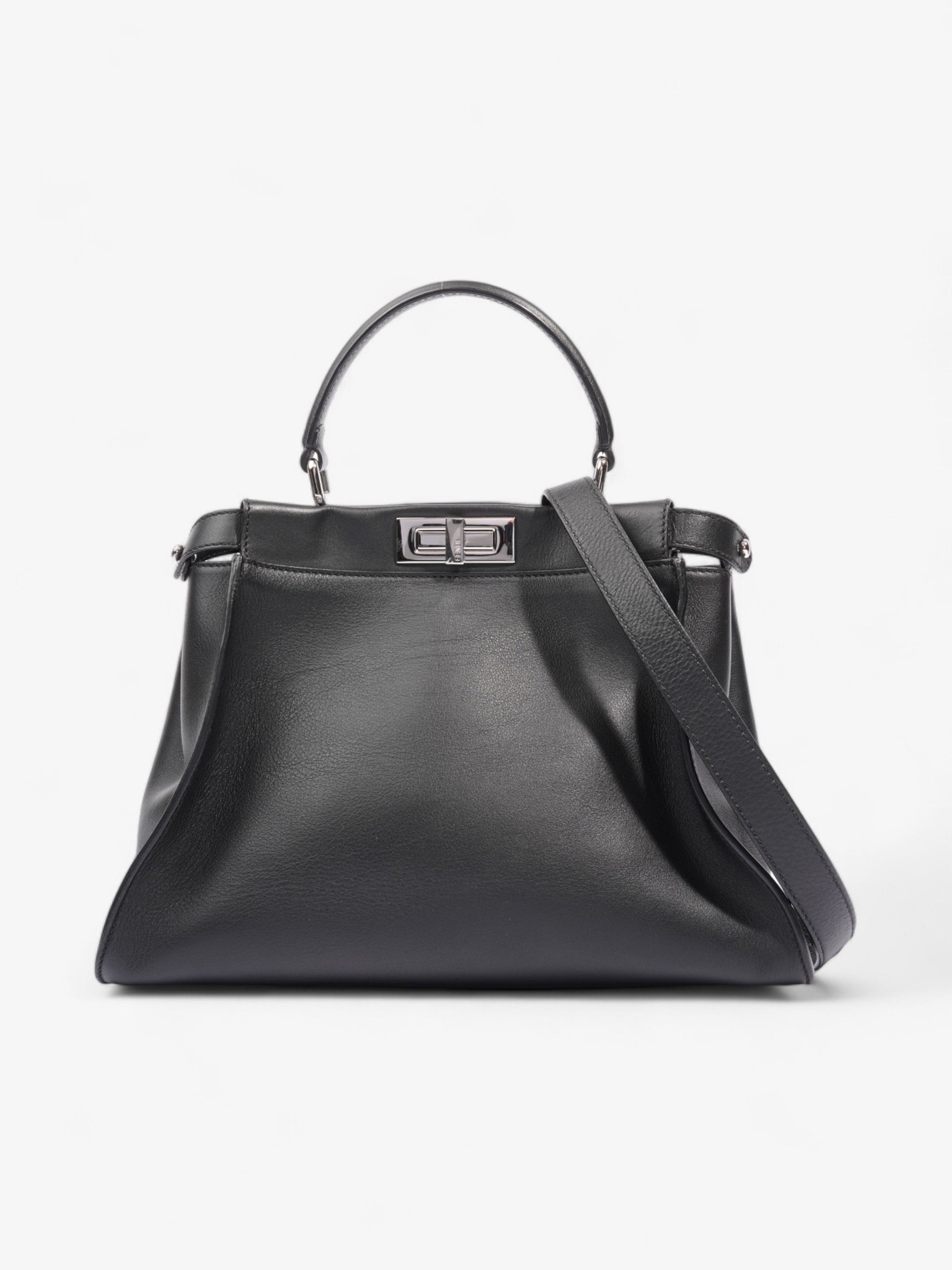 Fendi Peekaboo Black Lambskin Leather Medium