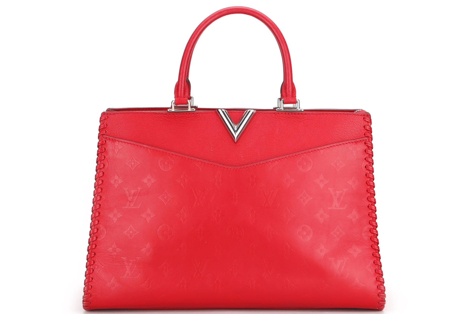 LOUIS VUITTON VERY ZIPPED 2 WAY TOTE BAG ( ) 34.5CM RUBY LEATHER SILVER HARDWARE, WITH KEYS, LOCK, STRAP, DUST COVER & BOX