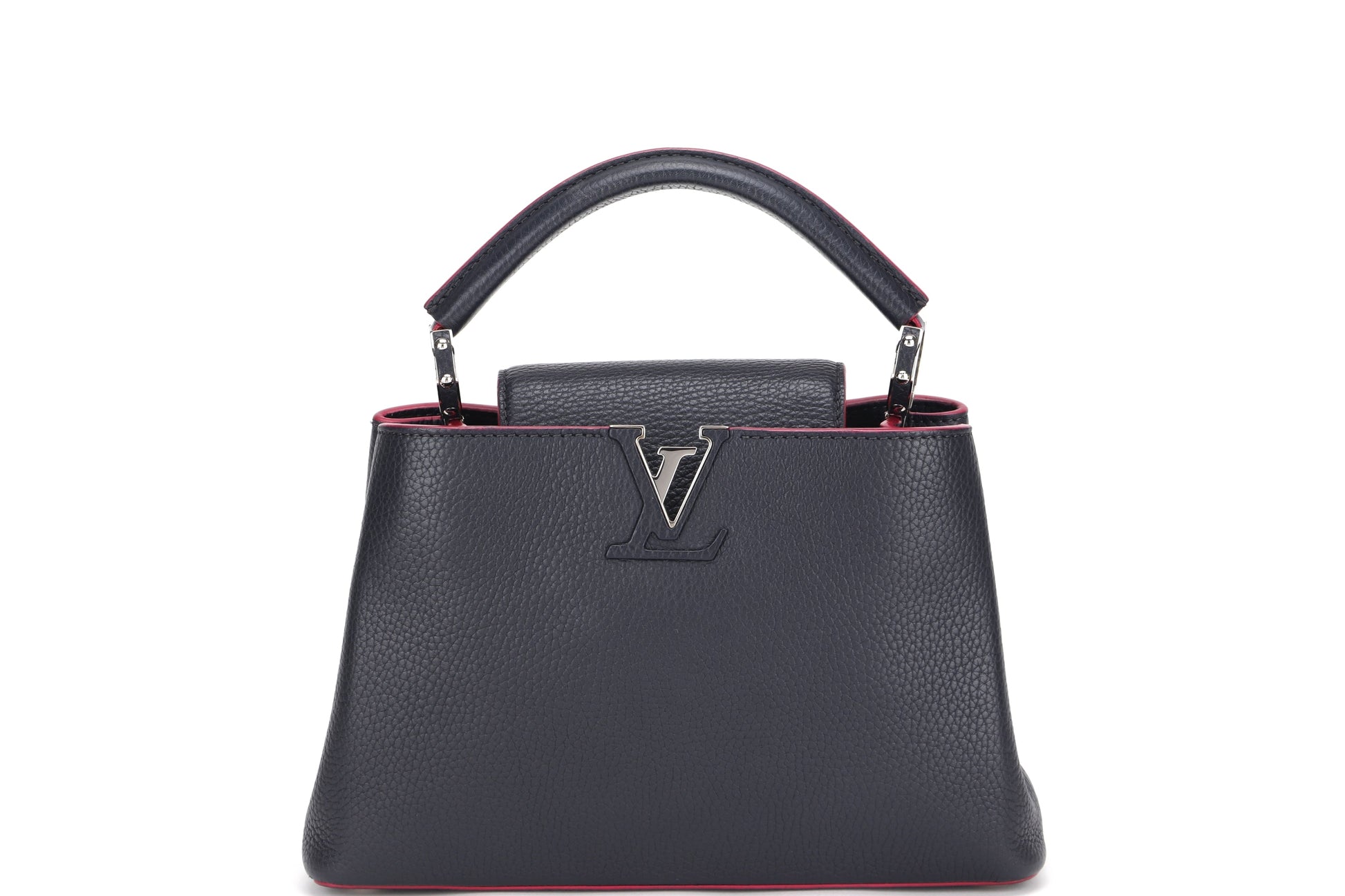 LOUIS VUITTON CAPUCINS BB ( ) MARINE ROUGE COLOR TAURILLON LEATHER SILVER HARDWARE, WITH STRAP & DUST COVER Handbag