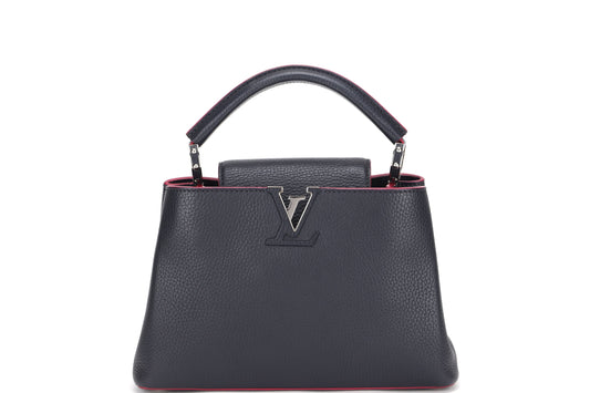 LOUIS VUITTON CAPUCINS BB ( ) MARINE ROUGE COLOR TAURILLON LEATHER SILVER HARDWARE, WITH STRAP & DUST COVER Handbag
