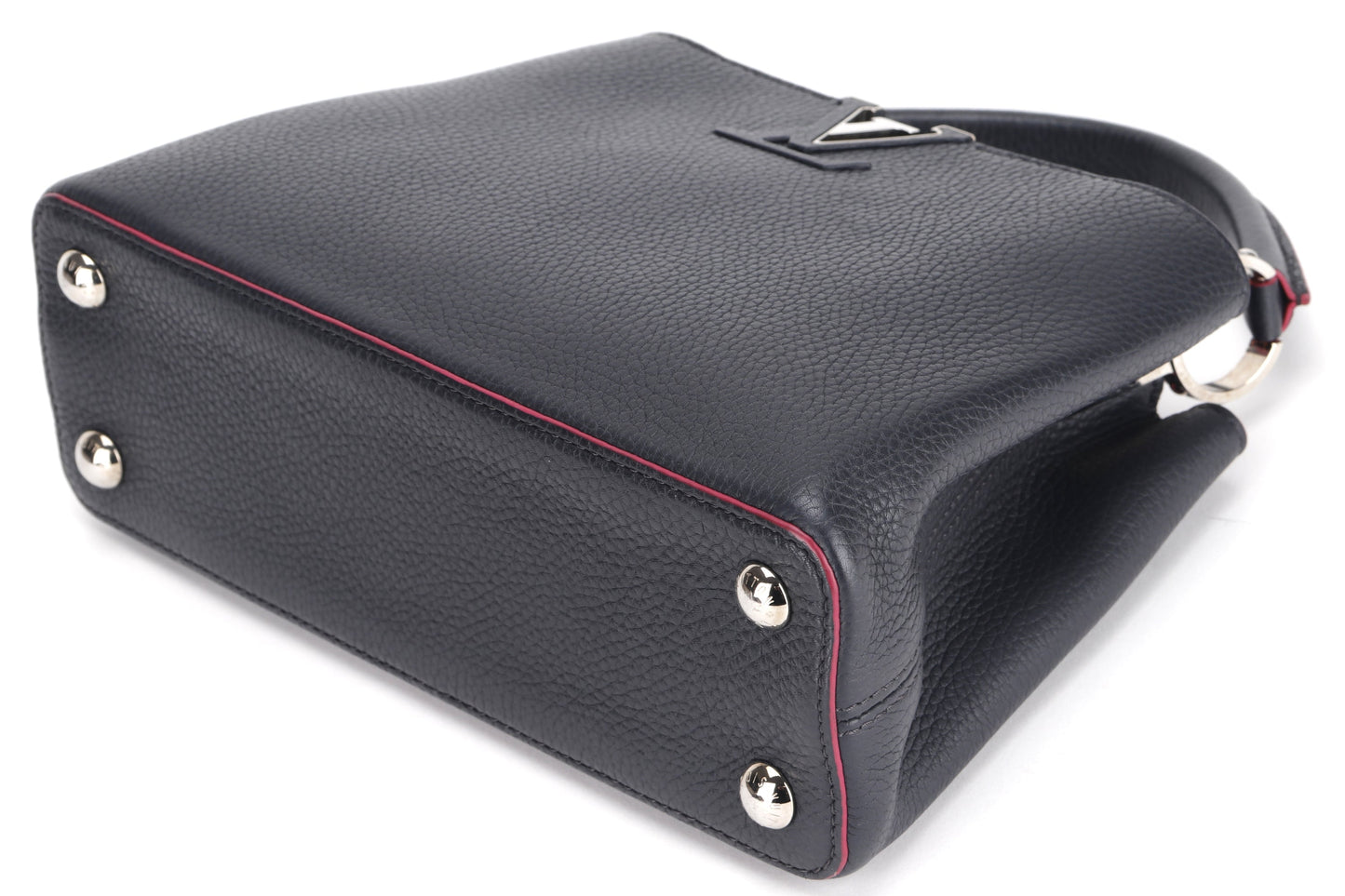 LOUIS VUITTON CAPUCINS BB ( ) MARINE ROUGE COLOR TAURILLON LEATHER SILVER HARDWARE, WITH STRAP & DUST COVER Handbag