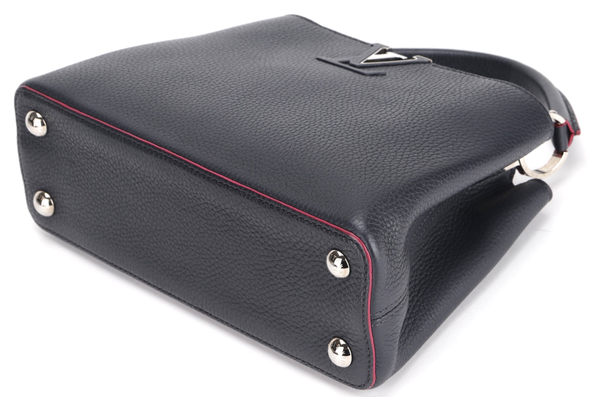 LOUIS VUITTON CAPUCINS BB ( ) MARINE ROUGE COLOR TAURILLON LEATHER SILVER HARDWARE, WITH STRAP & DUST COVER Handbag