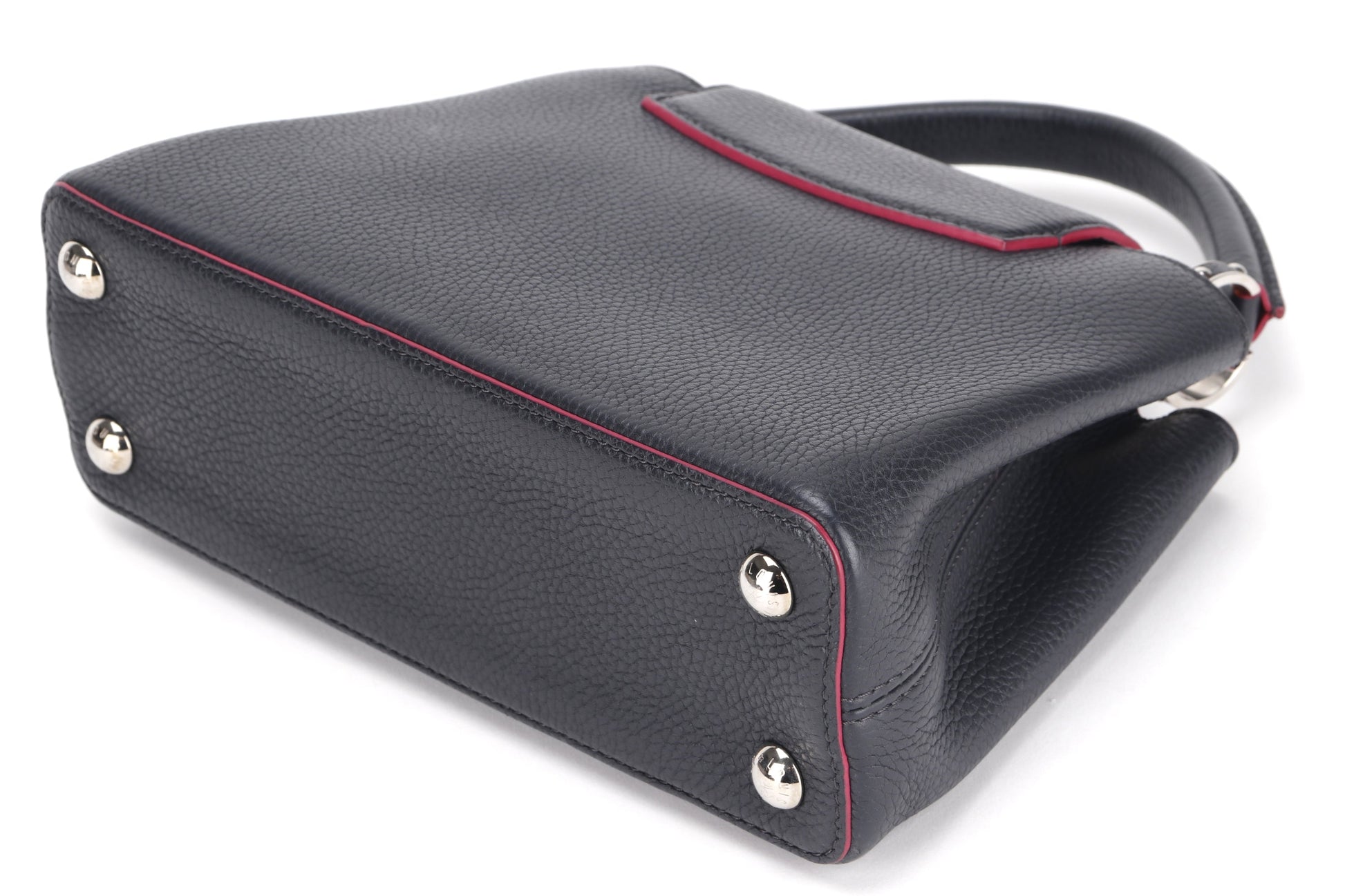LOUIS VUITTON CAPUCINS BB ( ) MARINE ROUGE COLOR TAURILLON LEATHER SILVER HARDWARE, WITH STRAP & DUST COVER Handbag