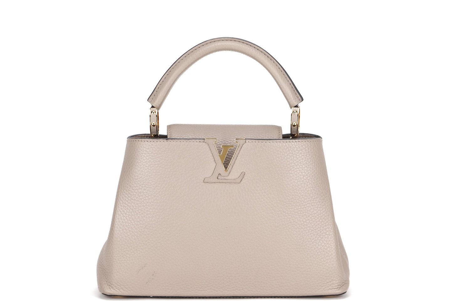 LOUIS VUITTON CAPUCINE BB ( ) GALET COLOR TAURILLON LEATHER GOLD HARFDWARE, WITH STRAP & DUST COVER Handbag