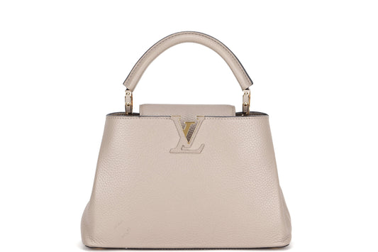 LOUIS VUITTON CAPUCINE BB ( ) GALET COLOR TAURILLON LEATHER GOLD HARFDWARE, WITH STRAP & DUST COVER Handbag