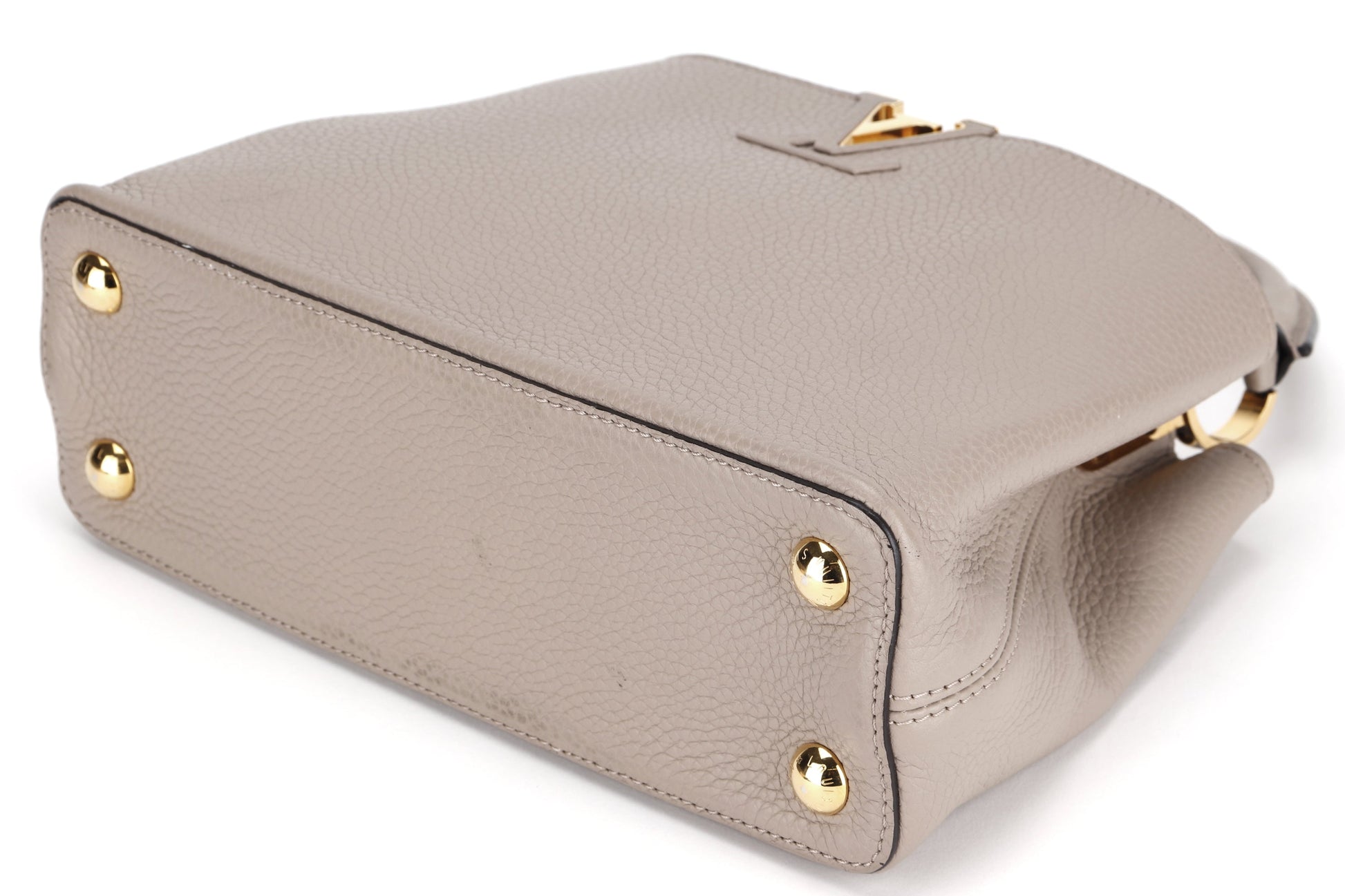 LOUIS VUITTON CAPUCINE BB ( ) GALET COLOR TAURILLON LEATHER GOLD HARFDWARE, WITH STRAP & DUST COVER Handbag