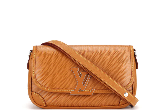 LOUIS VUITTON BUCI CROSSBODY SMALL GOLD MIEL EPI LEATHER SILVER HARDWARE, WITH STRAP & DUST COVER