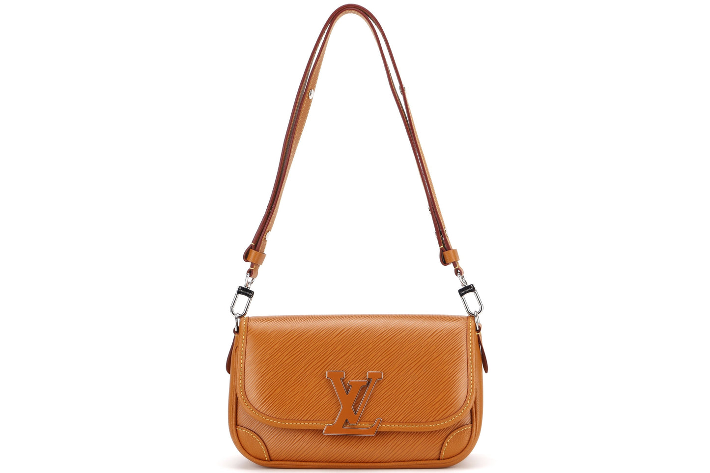 LOUIS VUITTON BUCI CROSSBODY SMALL GOLD MIEL EPI LEATHER SILVER HARDWARE, WITH STRAP & DUST COVER