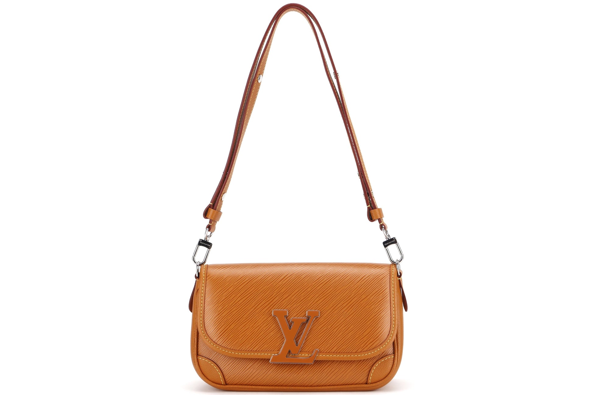 LOUIS VUITTON BUCI CROSSBODY SMALL GOLD MIEL EPI LEATHER SILVER HARDWARE, WITH STRAP & DUST COVER