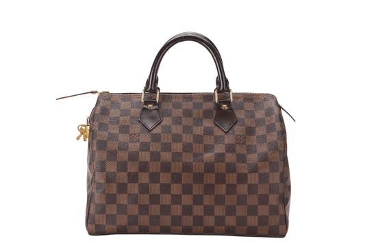 LOUIS VUITTON ( ) DAMIER EBENE CANVAS GOLD HARDWARE WITH LOCK AND KEYS Handbag