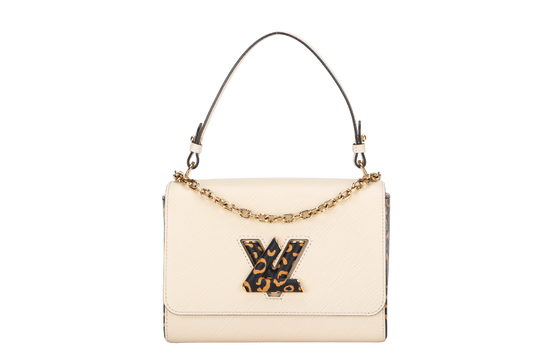 LOUIS VUITTON TWIST MM SIZE BEIGE JUNGLE PRINT EPI LEATHER GOLD HARDWARE WITH CHAIN Handbag