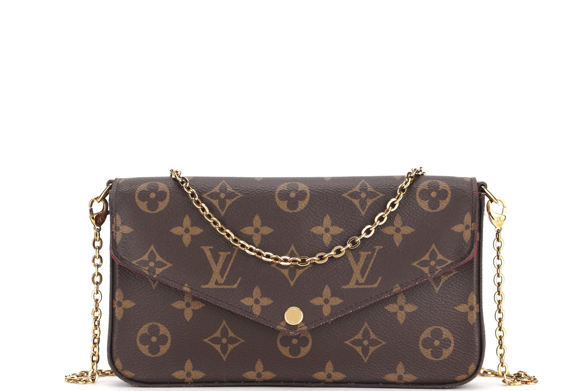 LOUIS VUITTON POCHETTE FELICIE CHAIN BAG ( ) MONOGRAM CANVAS GOLD HARDWARE, WITH CHAIN STRAP, INNER POUCH, INNER CARD POUCH, DUST COVER & BOX