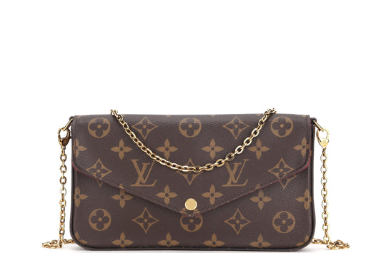 LOUIS VUITTON POCHETTE FELICIE CHAIN BAG ( ) MONOGRAM CANVAS GOLD HARDWARE, WITH CHAIN STRAP, INNER POUCH, INNER CARD POUCH, DUST COVER & BOX