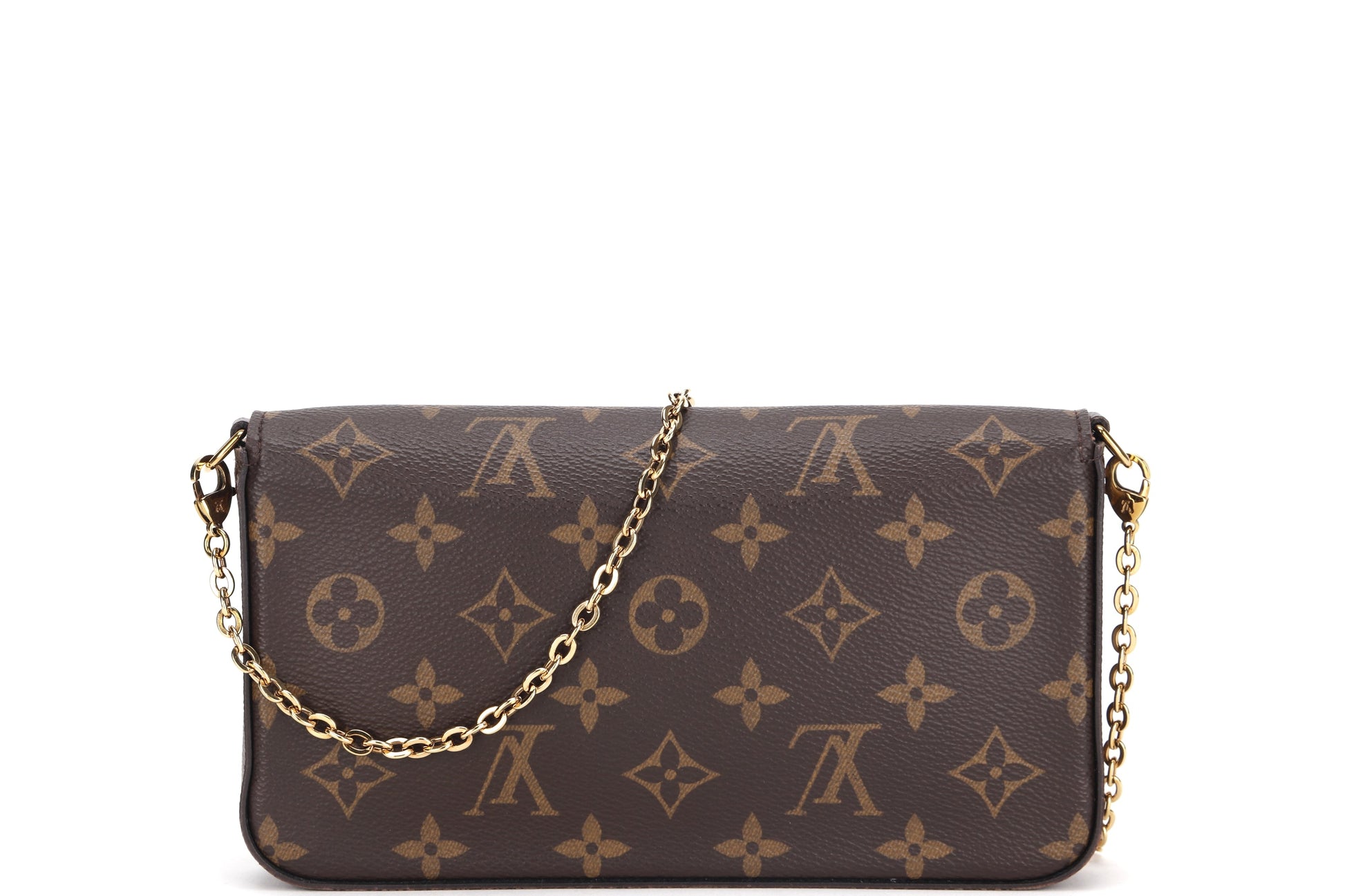 LOUIS VUITTON POCHETTE FELICIE CHAIN BAG ( ) MONOGRAM CANVAS GOLD HARDWARE, WITH CHAIN STRAP, INNER POUCH, INNER CARD POUCH, DUST COVER & BOX