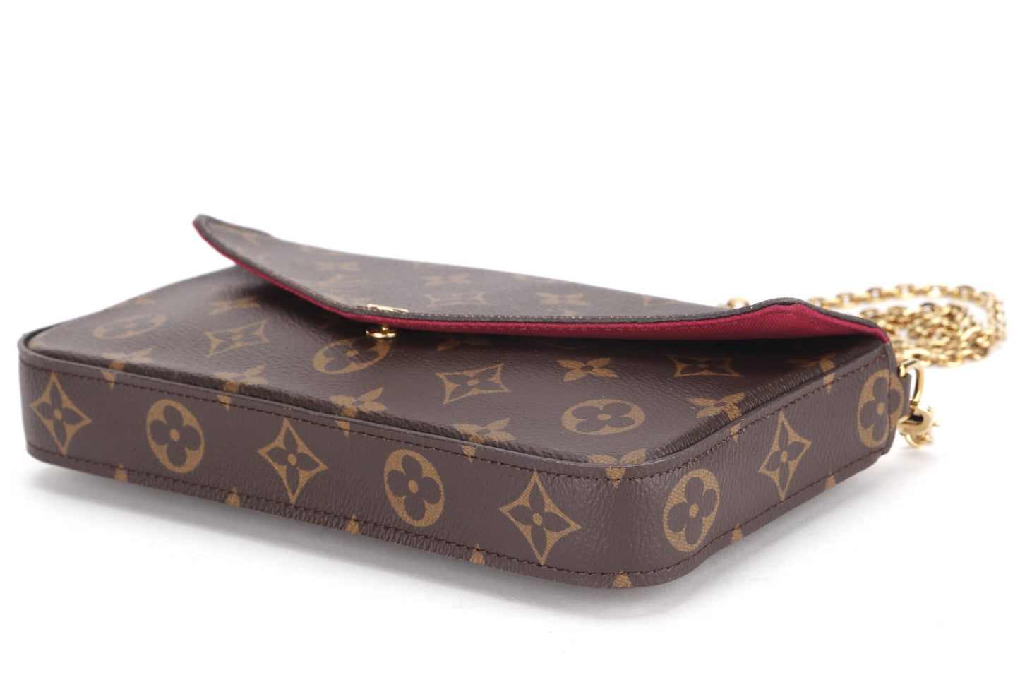 LOUIS VUITTON POCHETTE FELICIE CHAIN BAG ( ) MONOGRAM CANVAS GOLD HARDWARE, WITH CHAIN STRAP, INNER POUCH, INNER CARD POUCH, DUST COVER & BOX
