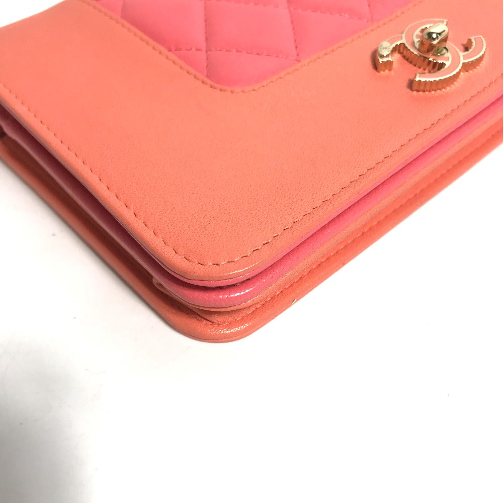 CHANEL Shoulder Bag A80972 leather pink CC COCO Mark Matelasse Bicolor Mademoiselle Women
