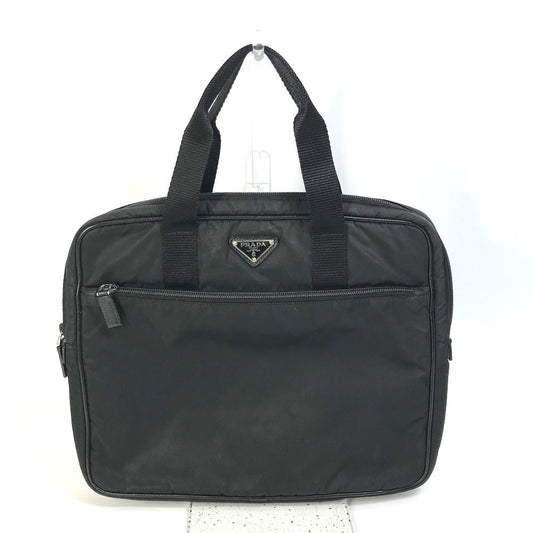 PRADA Business bag Nylon black Bag Triangle logo plate mens