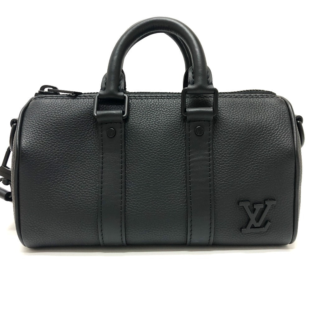 LOUIS VUITTON Boston Duffel bag Taurillon Clemence Leather black Aerogram Keepall XS Women