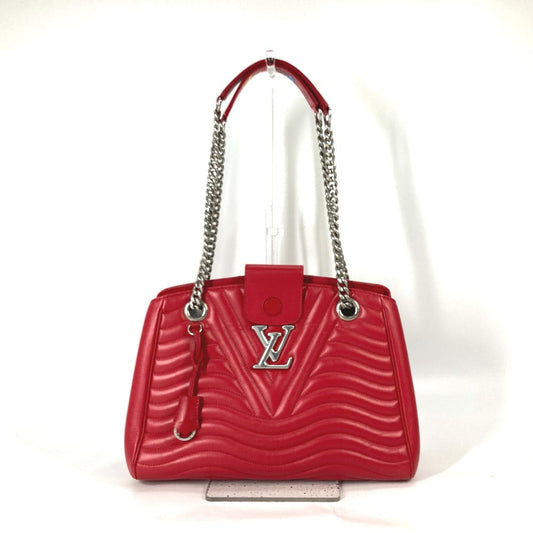 LOUIS VUITTON Shoulder Bag leather Red New Wave Chain tote Women