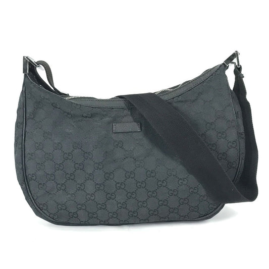 GUCCI Shoulder Bag 122790 Leather / canvas black GG