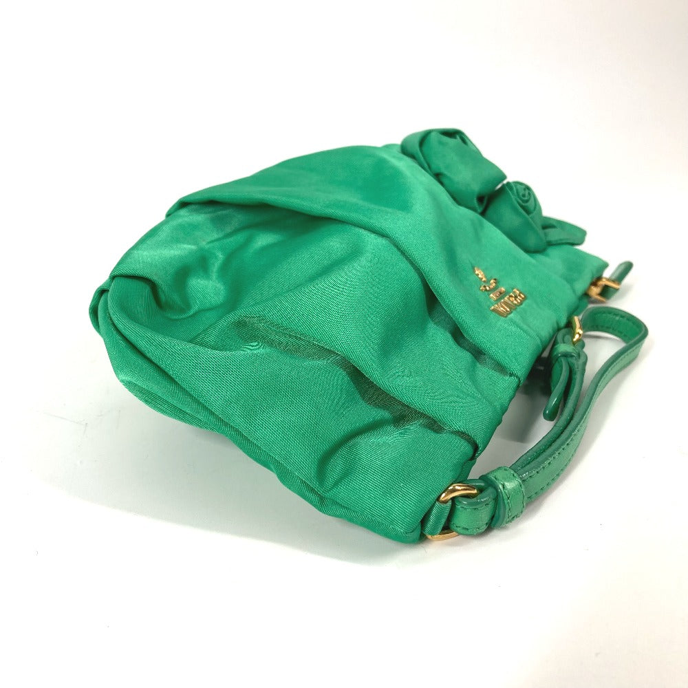 PRADA Clutch bag Nylon green Cosmetics Pouch logo Women