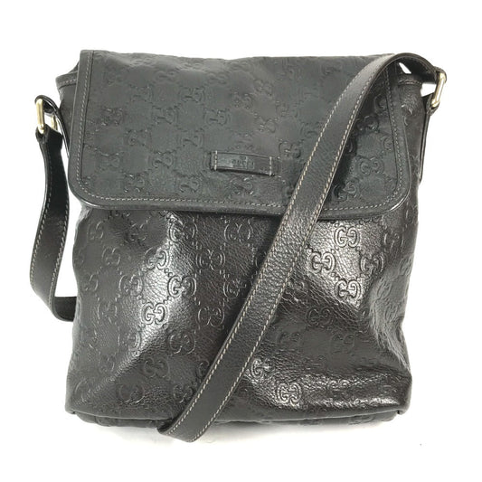 GUCCI Shoulder Bag 223666 Sima leather Dark brown Guccisima GG mens