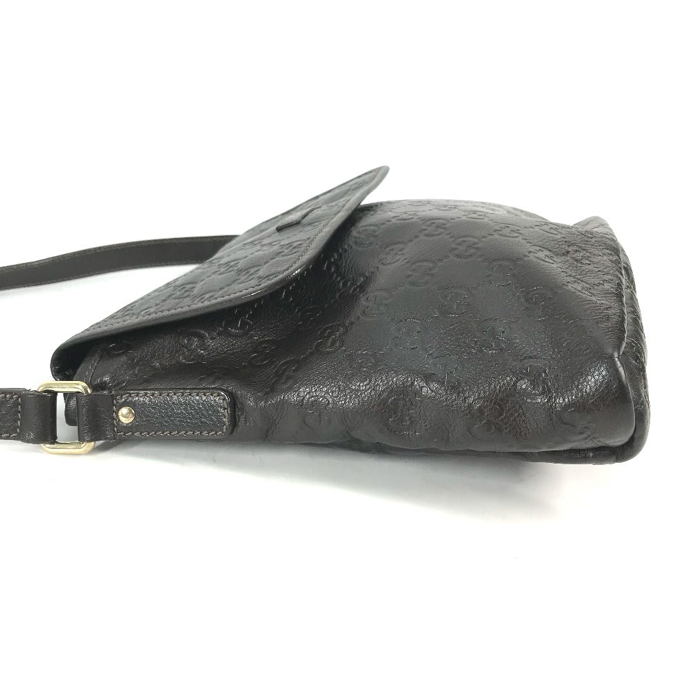 GUCCI Shoulder Bag 223666 Sima leather Dark brown Guccisima GG mens
