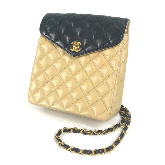 CHANEL Shoulder Bag lambskin beige By color CC COCO Mark Matelasse Quilting Women