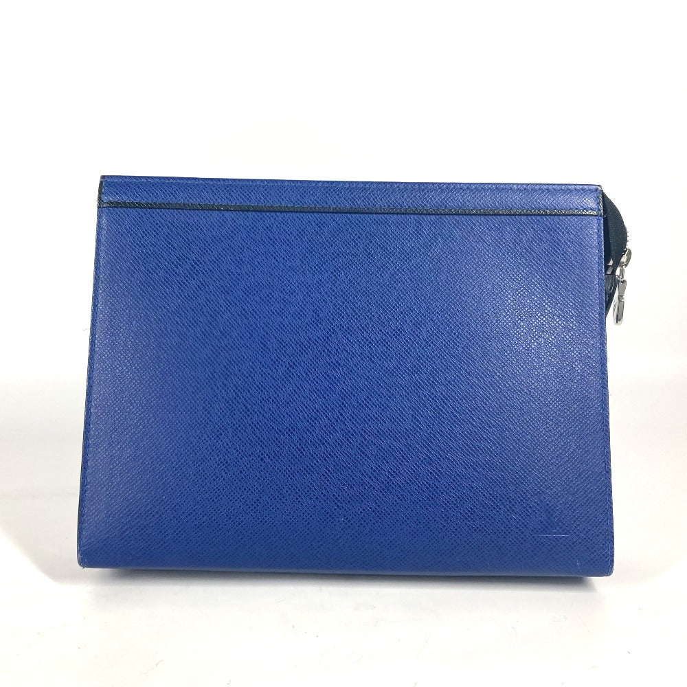 LOUIS VUITTON Clutch bag Taiga Leather blue Taiga Pochette Voyager MM mens