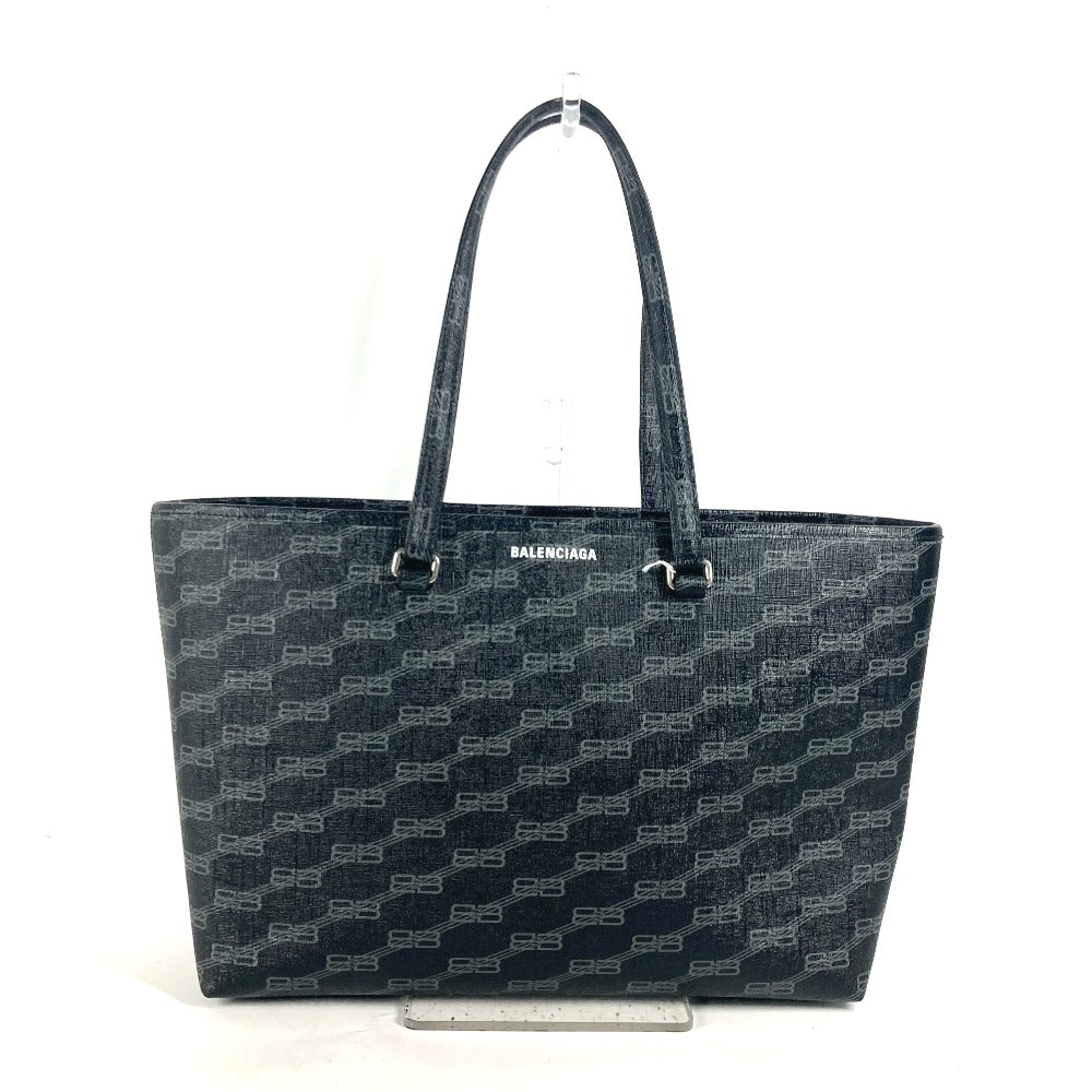 BALENCIAGA Tote Bag 702698 leather black BB Monogram Signature Medium Women