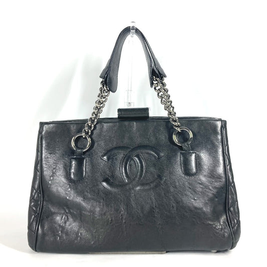 CHANEL Shoulder Bag Calf leather black shoulder bag CC COCO Mark Women