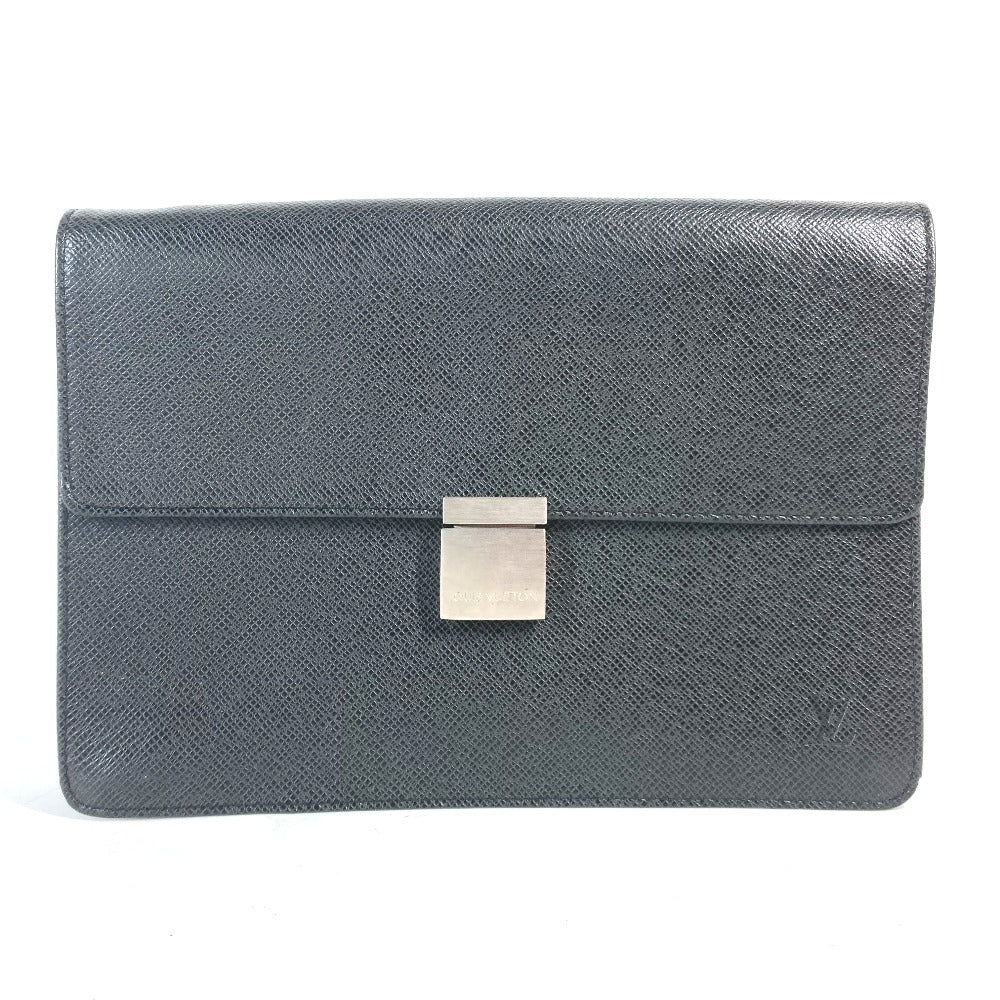 LOUIS VUITTON business bag Taiga Leather black Taiga Selenga mens