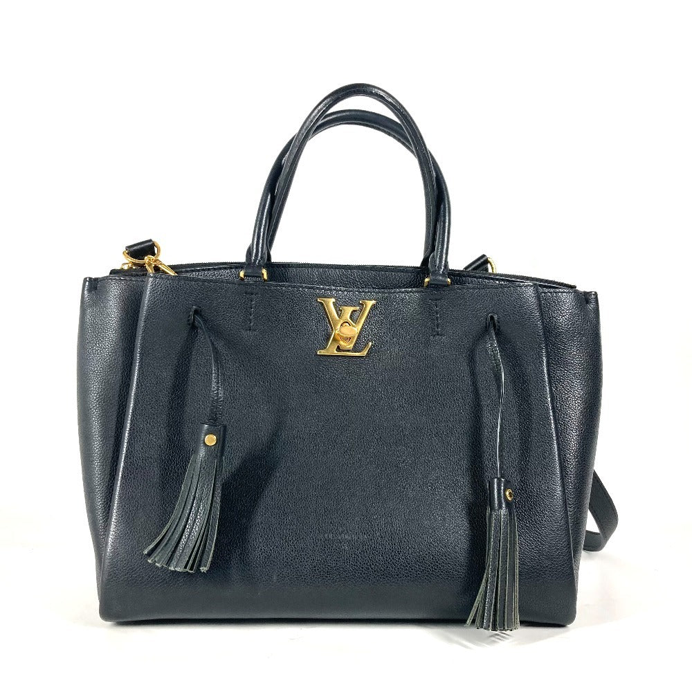 LOUIS VUITTON Shoulder Bag leather black With tassel Rock meat