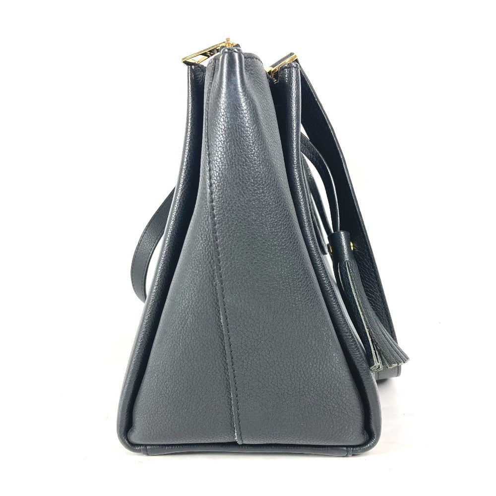 LOUIS VUITTON Shoulder Bag leather black With tassel Rock meat