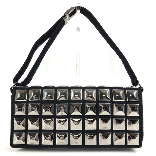 CHANEL Shoulder Bag cotton black CC COCO Mark logo Ice cube