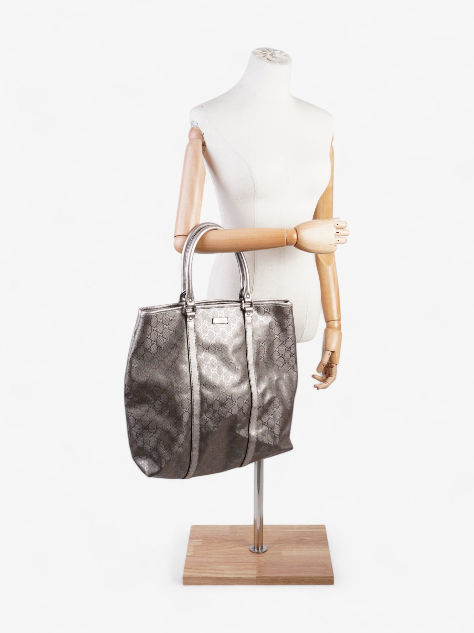 Gucci GG Implement Tote Bag Metallic Pink Canvas