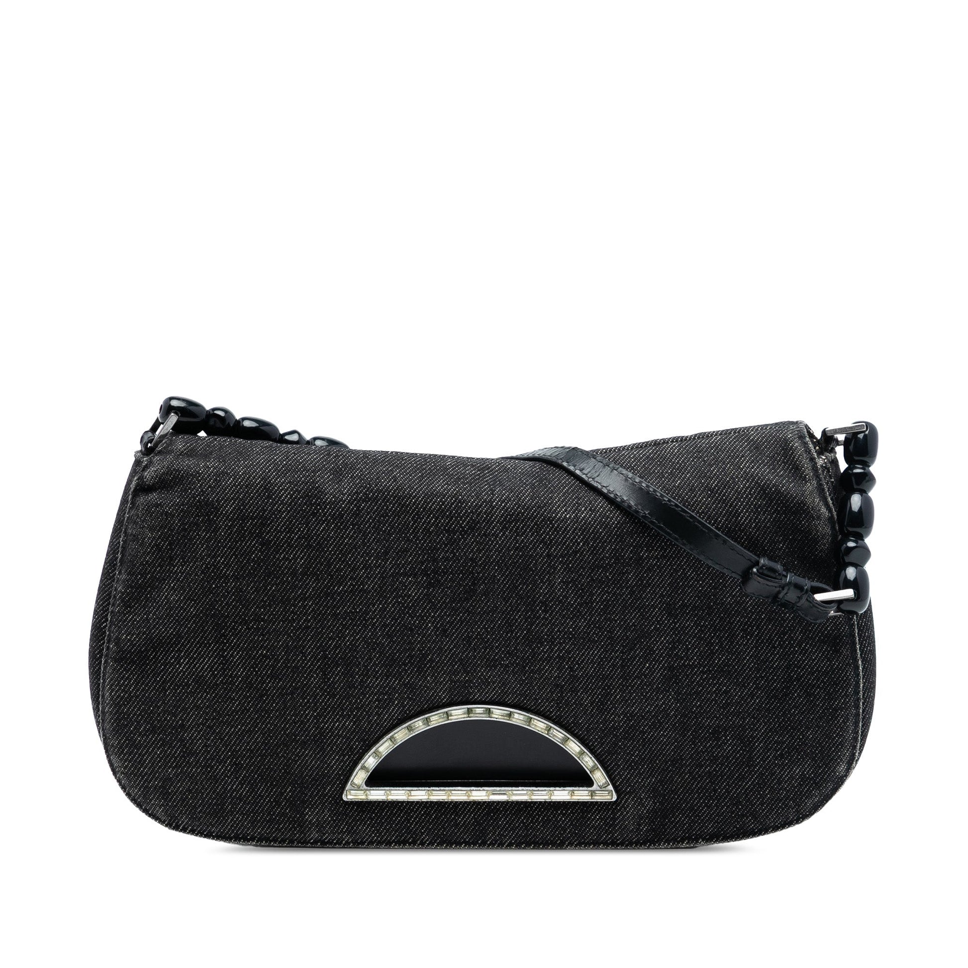Gray Dior Denim Malice Flap Shoulder Bag