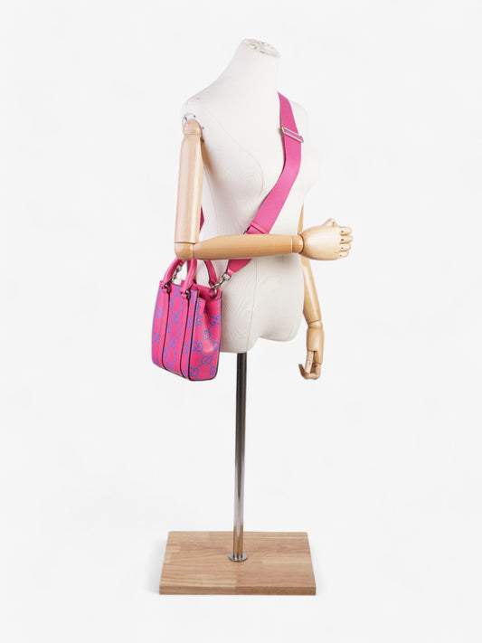 Gucci Mini Tote, GG logo Embossed Pink / Blue Leather